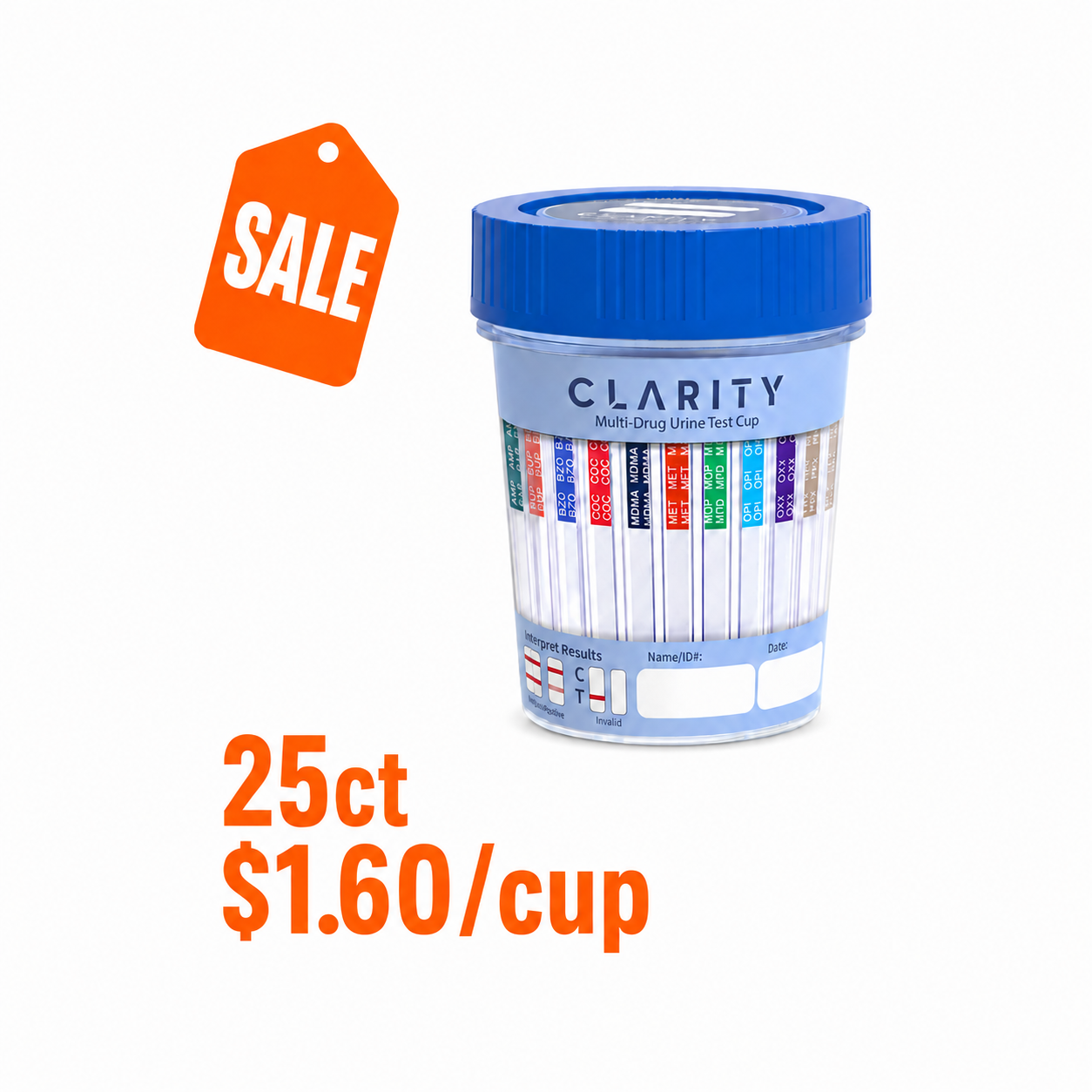 12 Panel Drug Test Cup  (AMP, BAR, BZO, COC, MAMP, MDMA, OPI300 (MOR), MTD, OXY, PCP, TCA, THC)
