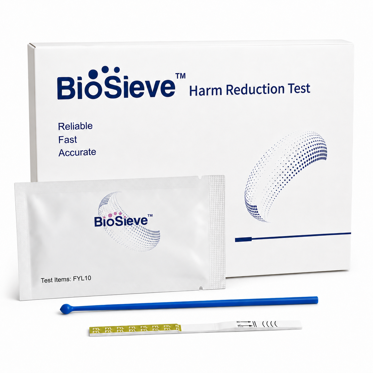 Fentanyl Harm Reduction Test Strips (100/bx) w Micro Scoop 10ng/ml