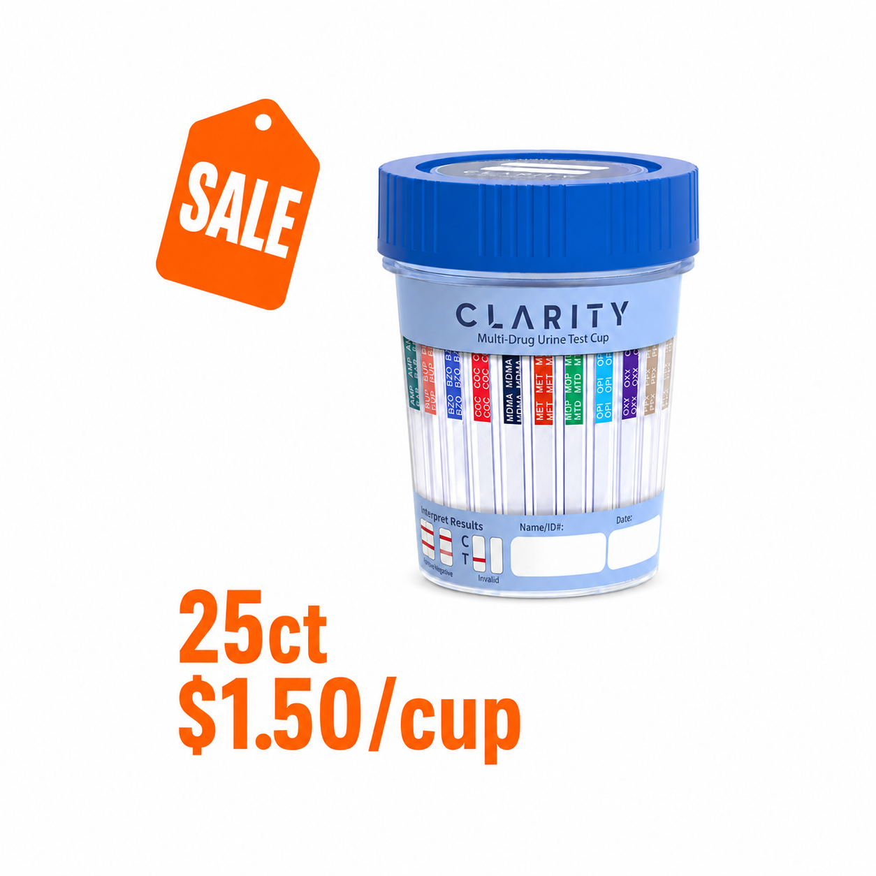 10 Panel Drug Test Cup 4104   CLIA Waived (AMP/BAR/BZD/COC/MET/MTD/OPI/PCP/TCA/THC)