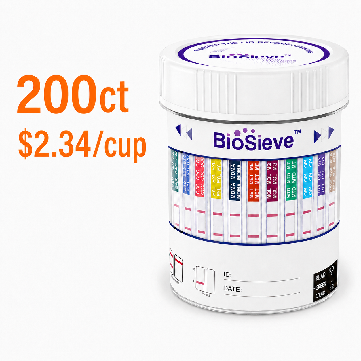 14 Panel Drug Test Cup 8145FUO                                                                  (6AM10,AMP, BUP,BZO,COC,EDDP,EtG,FEN,mAMP/MET,OPI,THC,TRA,Alc0.02%)