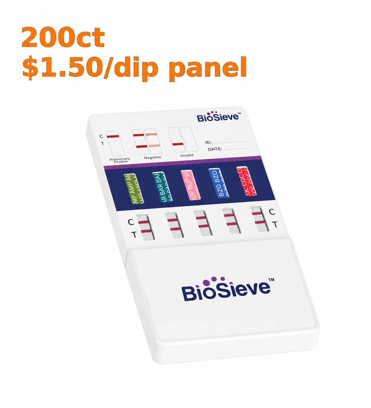 12 Panel Drug Dip Test - CLIA Waived 6125 (AMP,BAR,BUP,BZO,COC,mAMP,MDMA,MOP,MTD,OXY,PCP,THC)